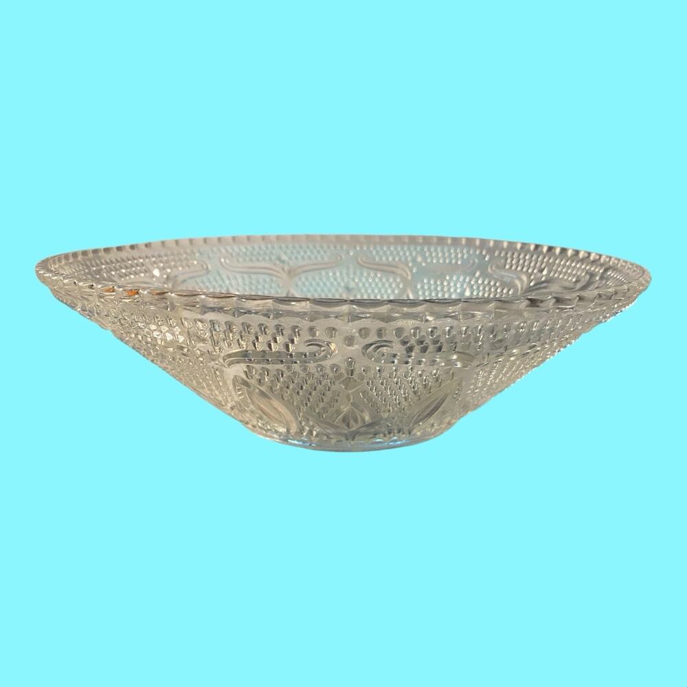 Vintage Federal Glass Hobnail Salad Fruit Bowl Scalloped Edge 10 1/2”